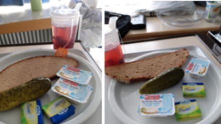 Das Patienten-Abendbrot im Klinikum Coburg am 14. (Bild rechts) und am 16. August