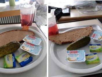 Das Patienten-Abendbrot im Klinikum Coburg am 14. (Bild rechts) und am 16. August