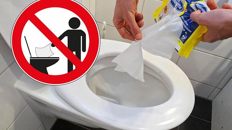 Auch wenn es auf der Verpackung steht, sollte feuchtes Toilettenpapier nicht über die Kloschüssel und die Kanalisation entsorgt werden. Für das Team der Eberner Kläranlage ergeben sich dadurch immer wieder Störungen und Verstopfungen, die durch den richtigen Weg der Entsorgung derartiger Artikel verhindert werden könnte. Fotos: Johanna Eckert