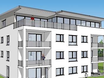 Visualisierung der geplanten Eigentumswohnanlage in der Maximilian-von-Welsch-Straße in Kronach
