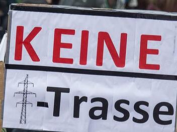 Auch in Bad Brückenau regt sich Protest gegen die geplante Stromtrasse "SuedLink". Symbolbild: Armin Weigel/dpa