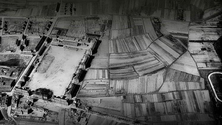 Die Kaserne an der P&ouml;deldorfer Stra&szlig;e in einer Luftaufnahme aus dem Jahr 1939 Foto: Stadtarchiv Bamberg