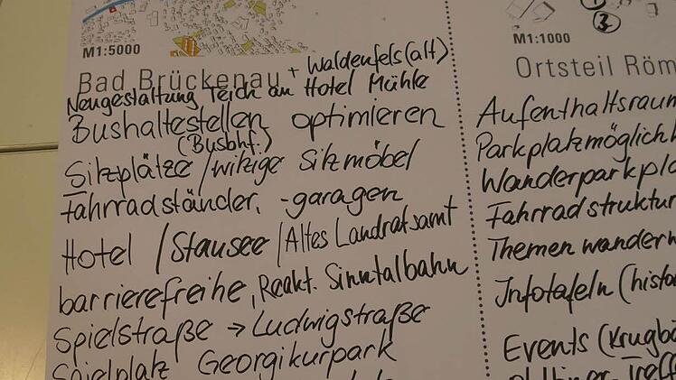 Diskussionen, Stifte und Papier: Beim Workshop der Brückenauer Rhönallianz brachten sich etliche Bürger ein. Foto: Stephanie Elm