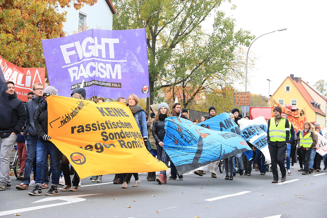 Linke Demo gegen Balkanzentrum Bamberg