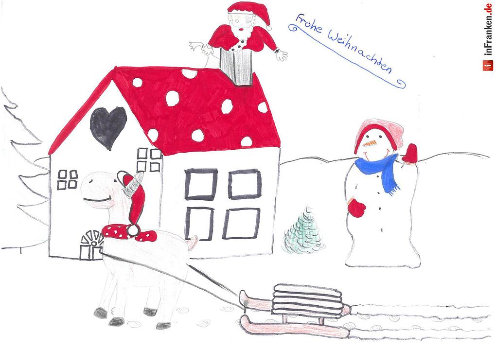 Selbstgemalte Weihnachtsbilder von Kindern aus Franken 2016