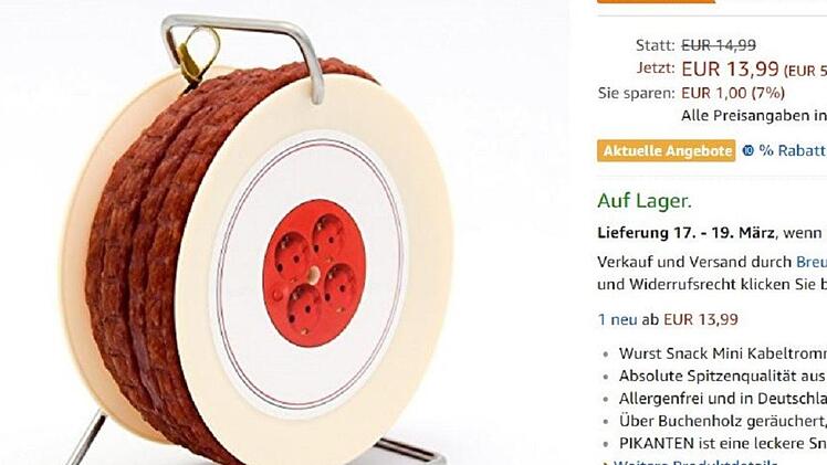 Die Kabel-Trommel mit Wurst hat man so bisher selten gesehen. Foto: amazon.de