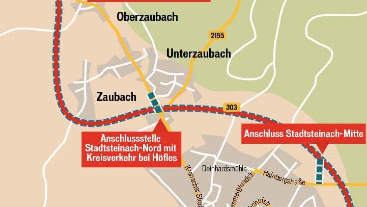 Die Grafik zeigt die geplante Umgehung um Stadtsteinach. FT-Grafik