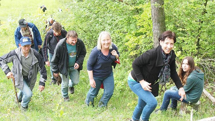 Der steilste Anstieg kommt kurz nach der Mittagsrast von Windheim hinauf auf den Tannenberg,