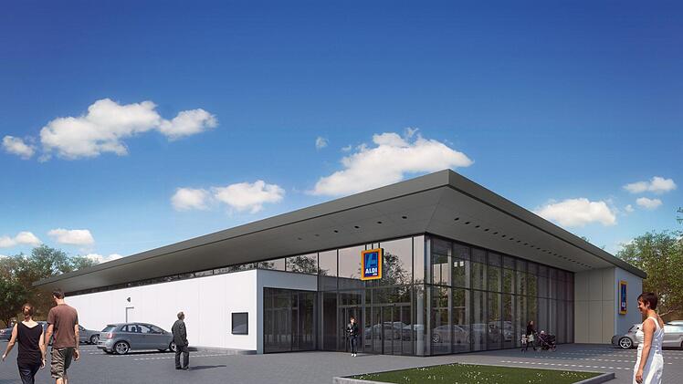 So soll der neue Aldi-Markt in Ebern/Sandhof laut Firmenangaben aussehen.  Grafik: Aldi Süd