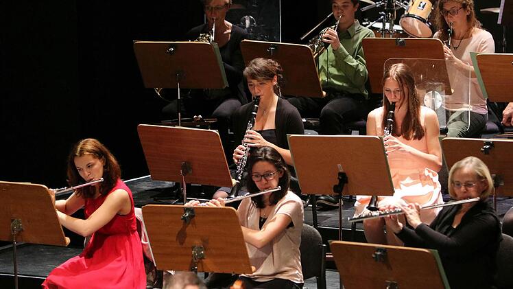 Junge Talente aus der Region und Profis des Philharmonischen Orchester musizierten zusammen beim "Concert for Kids" unter Leitung von Dominik Tremel im Landestheater Coburg. Foto: Jochen Berger