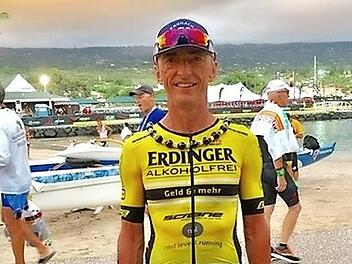 Thomas Geiger nach dem Zieleinlauf beim Ironman auf Hawaii  Foto: p