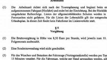 Blick in einen ASB-Arbeitsvertrag Quelle: privat