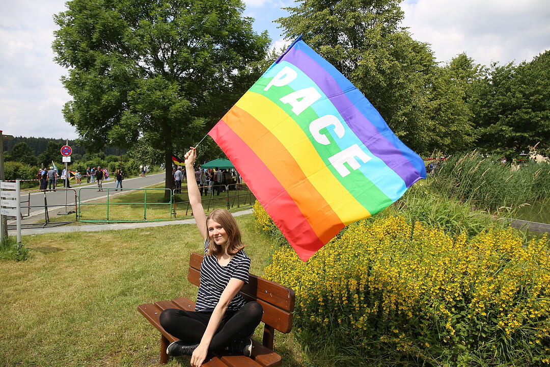Höcke demonstriert in Mödlareuth im Landkreis Hof