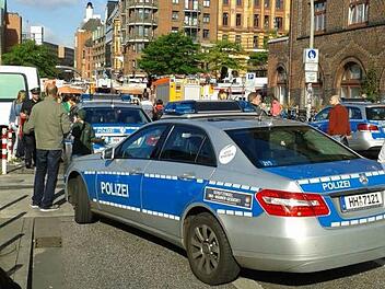 Am Fischmarkt in Hamburg: Hier in der Nähe passierte das Unglück. Die Einsatzfahrzeuge der Polizei kamen nicht ans Elbe-Ufer, da zu viele Leute und Fahrzeuge unterwegs waren. Das Bild nahm ein Ehepaar aus der Stadt Eltmann auf, das zufällig das Geschehen beobachtete.  Foto: privat