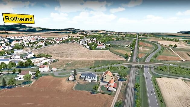 So k&ouml;nnte die Umgehung von Mainroth kommend Richtung Mainleus einmal aussehen. Links die D&ouml;rfer Rothwind (vorne) und Fassoldshof. Im Gemeinderat Mainleus wurde am Montag &uuml;ber das Projekt erneut kontrovers diskutiert.