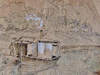 Das "Kissinger Dampfschiffchen", im September 1879 skizziert von Oskar von Alvensleben (1831-1903)  Fotos: Sigismund von Dobschütz