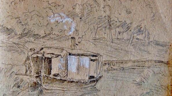 Das "Kissinger Dampfschiffchen", im September 1879 skizziert von Oskar von Alvensleben (1831-1903)  Fotos: Sigismund von Dobschütz