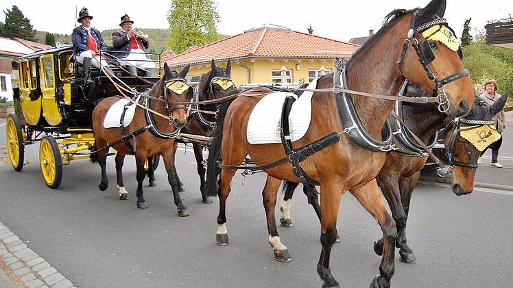Ankunft der Postkutsche in Bad Bocklet  Foto: Sigismund von Dobschütz