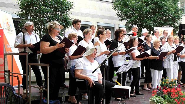 Der Volkschor begeisterte beim Schlosshofkonzert.  Fotos: Richard S&auml;nger