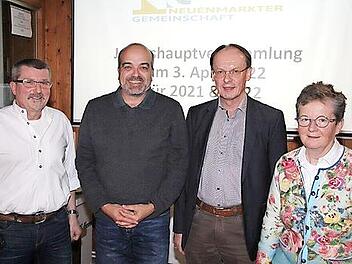 Die Neuenmarkter Gemeinschaft hat gewählt; im Bild (von links) Fraktionsvorsitzender Horst Schirmer, Zweiter Vorsitzender Christian Gumbert, Vorsitzender Edgar Müller und Gemeinderätin Sonja Promeuschel.