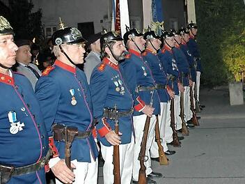 Der traditionswahrende Ehrenzug des KSK Friesen ist ein Aushängeschild im BSB Kreisverband Kronach und wird zum Jubiläum in Reitsch auf dem Dorfplatz zum Zeremoniell zum Großen Zapfenstreich antreten.  Foto: Karl-Heinz Hofmann