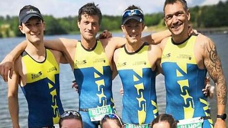 Oben v. li.: Michael Stirnwei&szlig;, Florian Loos, Frank M&uuml;ller, Robert Braun; unten v. li.: Julia, Heilmann, Zsanett Koszta, Elena Pluta  Foto: privat