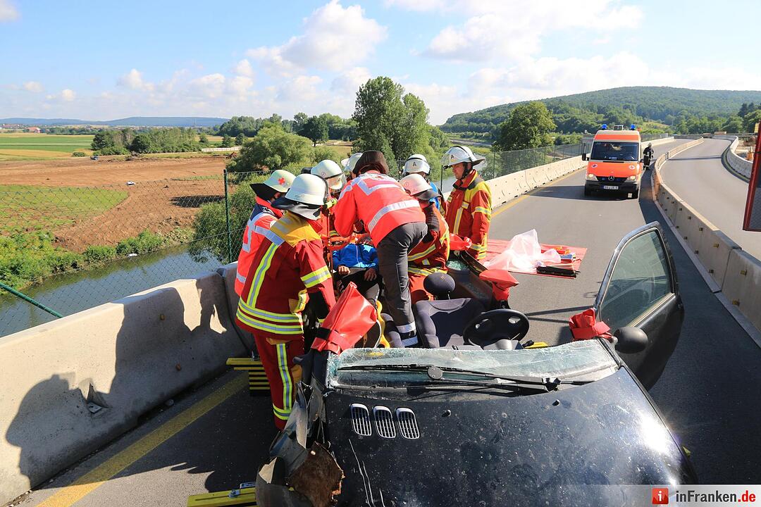 Großübung auf A73 bei Breitengüßbach