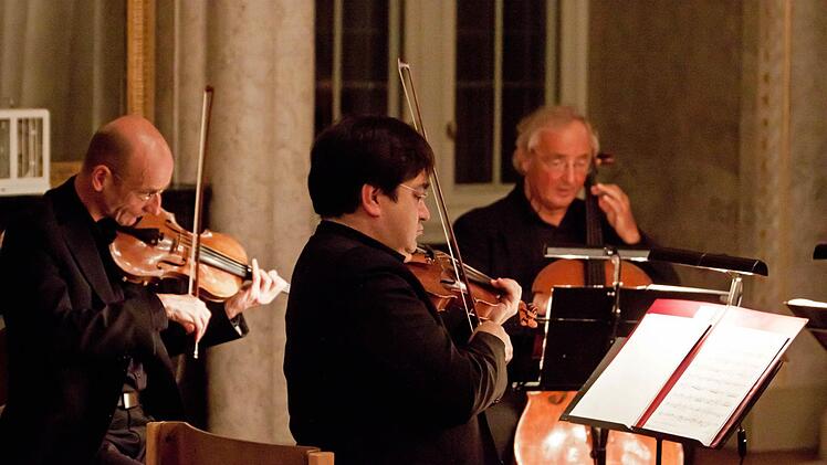 Das Bamberger Streichquartett bei seinem Gastspiel im Marmorsaal von Schloss RosenauFoto: Jochen Berger