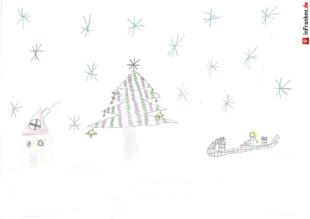 Selbstgemalte Weihnachtsbilder von Kindern aus Franken 2016