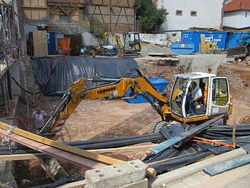 Die Baustelle für den Rathausneubau in Euerdorf.  Winfried Ehling