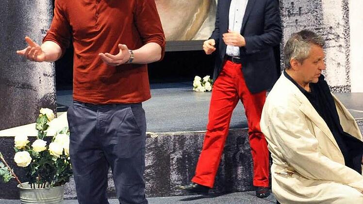 Probenszene mit Joel Annmo, Falco Hönisch und Michael Lion (von links)