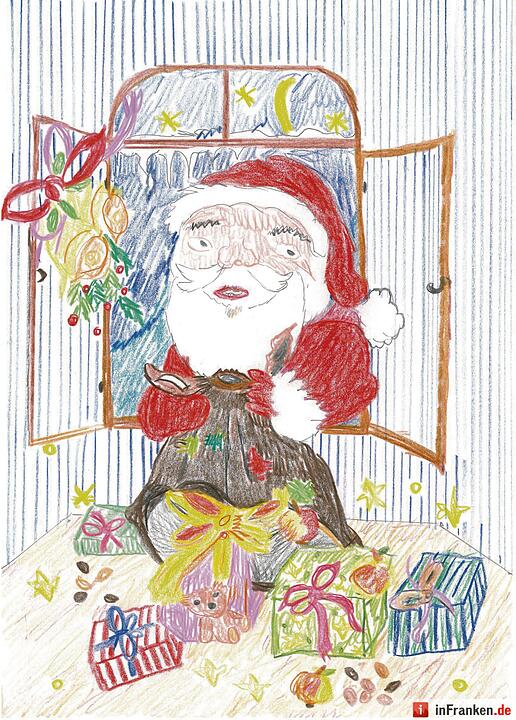 Selbstgemalte Weihnachtsbilder von Kindern aus Franken 2016
