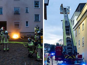 Brand in Bamberger Wohnhaus mit "eingeschlossenen Personen" - Drehleiterettung