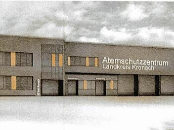 So soll von der B173 aus das Atemschutzzentrum aussehen, das an das Feuerwehrhaus angebaut wird. Die Ausfahrten der Kronacher Wehr liegen auf der Rückseite. Grafik: KPlan