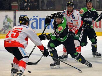 Im Hinspiel gegen Regensburg an Allerheiligen unterlagen Michal Petrak (Mitte) und die Höchstadt Alligators erst in der Verlängerung. Diesmal stand die Niederlage schon nach zwei Dritteln fest. Foto: Picturedreams