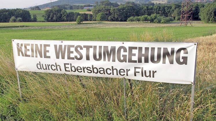 Protestplakat gegen die Westumgehung von Neunkirchen am Brand  Foto: Josef Hofbauer