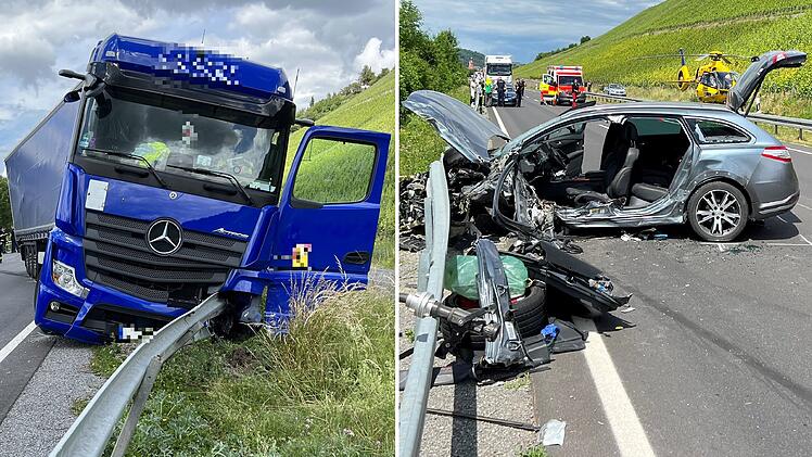 Auto kollidiert auf B13 mit Lastwagen