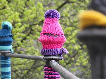 Die schöne "Bekleidung" der Pfähle wurde ein Opfer der Schere. Der Übeltäter wurde bei der Tat jedoch fotografiert. Foto: Marco Meißner