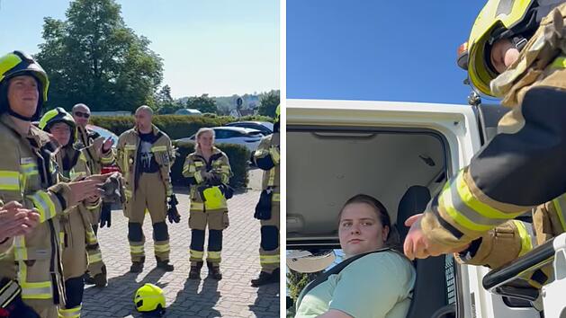 Bubenreuth: Feuerwehrmann &uuml;berrascht mit Heiratsantrag - Video zeigt Moment