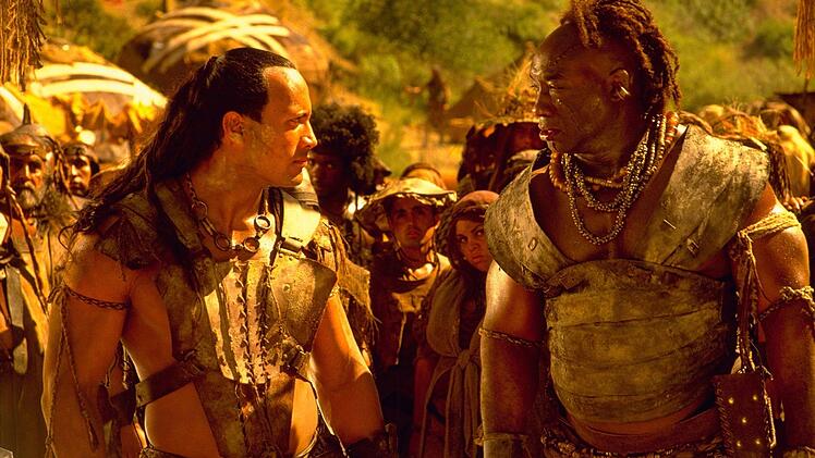 Mathayus (Dwayne Johnson) und Balthazar (Michael Clarke Duncan) sind im Kampf gegen Memnon Verb&uuml;ndete wider Willen.