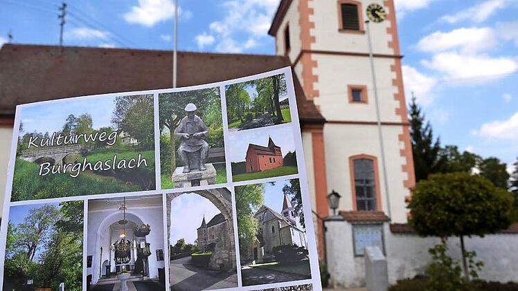Eine Broschüre gibt Infos zu den Orten des Kulturwegs rund um Burghaslach, zum Beispiel über den Orgelprospekt von St. Ägidius in Burghaslach (Mitte) oder Schloss Breitenlohe (unten).  Fotos: Pauline Lindner