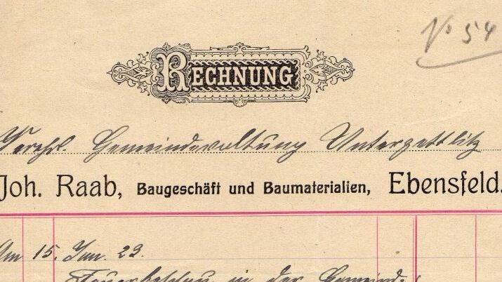 Eine Rechnung von 1923 für die vorgenommene Feuerbeschau in Unterzettlitz und Niederau.Geschichtsfreunde