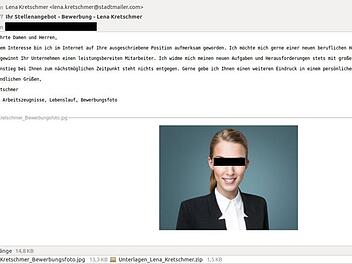 Aktuell treten vermehrt Fälle im Zusammenhang mit einer neuen Schadsoftware auf, die sich  "GermanWiper" nennt. Das BLKA warnt vor E-Mail von fiktiven Personen wie "Lena Kretschmer" oder "Kathrin Winkler". Foto: Bayerisches Landeskriminalamt