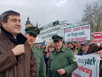 Söder machte am Donnerstagnachmittag in Zeil  klar, dass er nicht vorhat, die Entscheidung der Staatsregierung in Bezug auf den Nationalpark Steigerwaldzu kippen.Brigitte Krause/Jennifer Brechtelsbauer