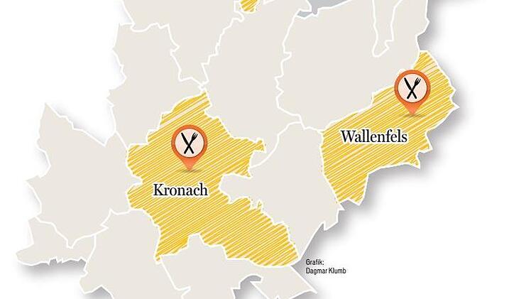 Im südlichen Landkreis sind Kronach und Wallenfels Genussorte. Grafik: Dagmar Klumb