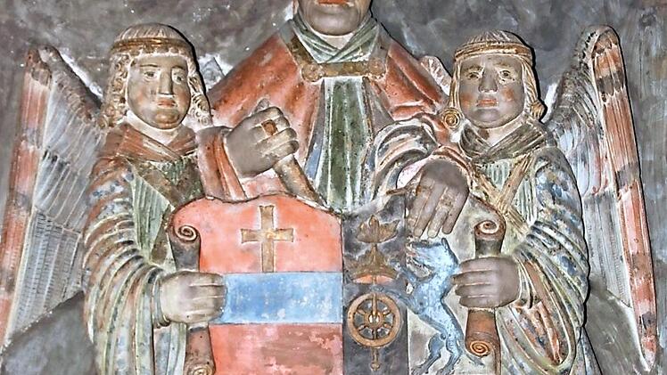 Epitaph von Bischof Nausea aus dem Jahre 1550, dem ersten Waischenfelder Literaten. Es hängt in der Waischenfelder Pfarrkirche.