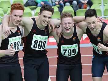 Die neuen Deutschen Meister über 4x200 Meter (von links): Nick Przeliorz, Hans-Arthur Margraf, Jonas Gerlach und Luis Brandner.  Foto: Theo Kiefner