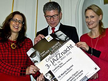 Oransiatoren und Sponsoren der 3. Coburger Jazz-Nacht (von links): Künstlerische Leiterin Antoinetta Bafas, Rainer Engelhardt (Marketingleiter Sparkasse Coburg-Lichtenfels) und Michaela Hofmann, Leiterin Kulturbüro Stadt Coburg.Foto: Jochen Berger