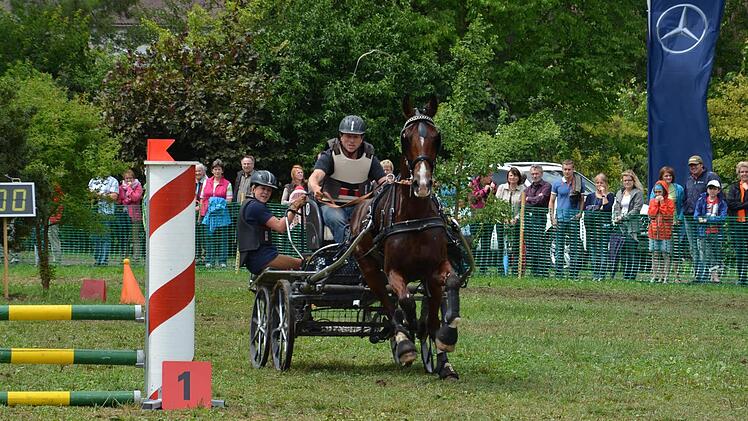 Beim "Jump & Drive" müssen eine Kutsche und ein Reiter zusammenarbeiten.