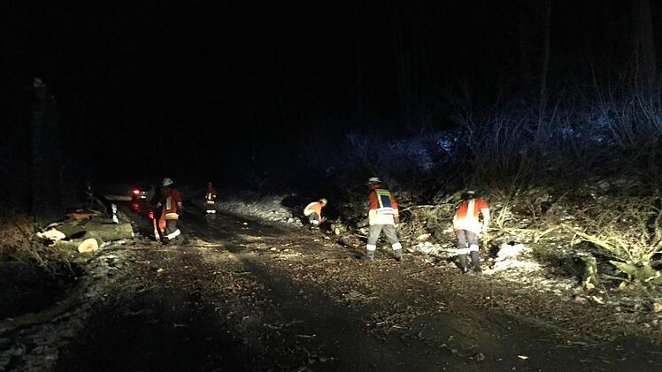 Mehrfach mussten die Feuerwehren im Kulmbacher Raum ausrücken, um Straßen von umgefallenen Bäumen frei zuräumen. Foto: Feuerwehr Thurnau